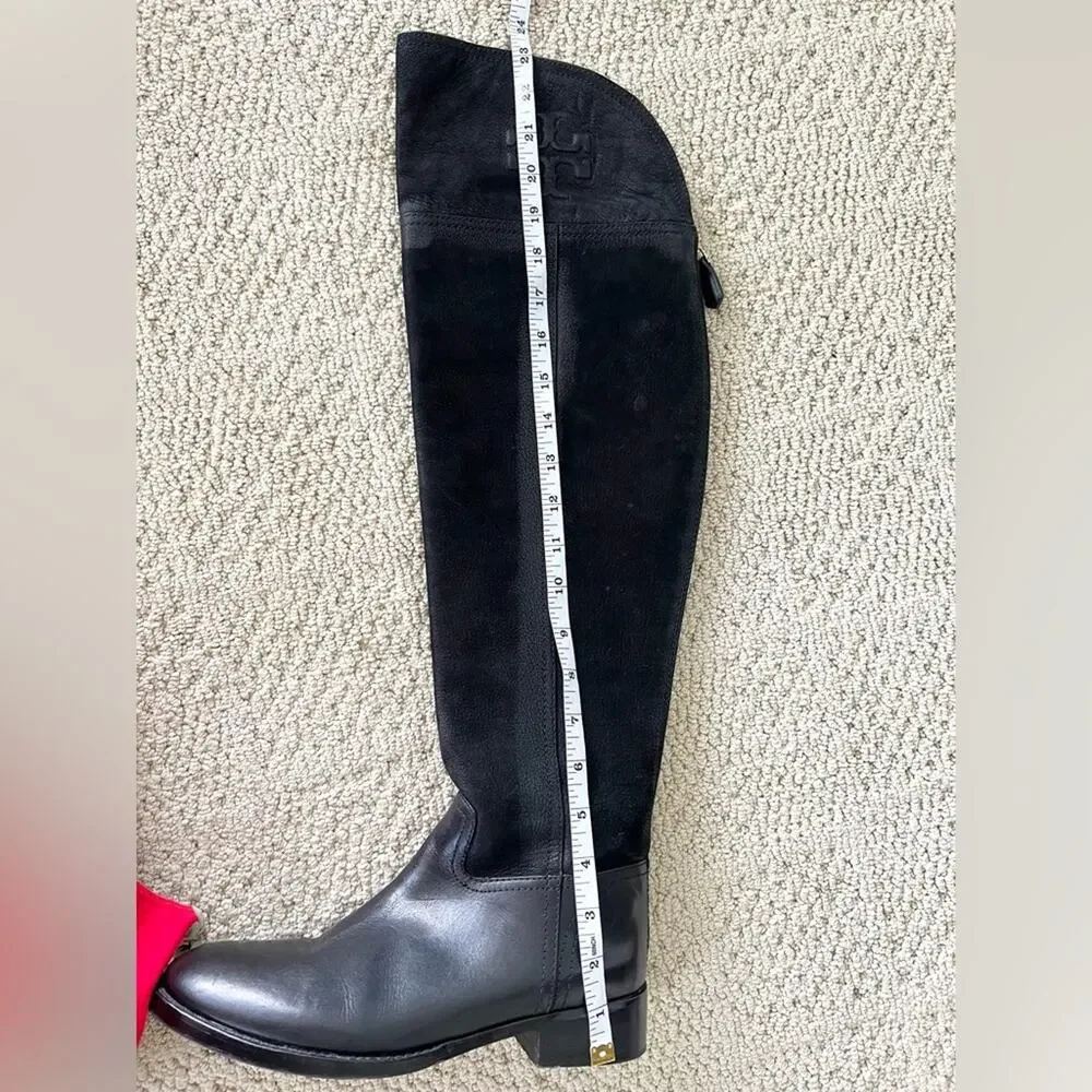 Tory Burch Simone over the knee boot black leather equestrian preppy fall 7.5